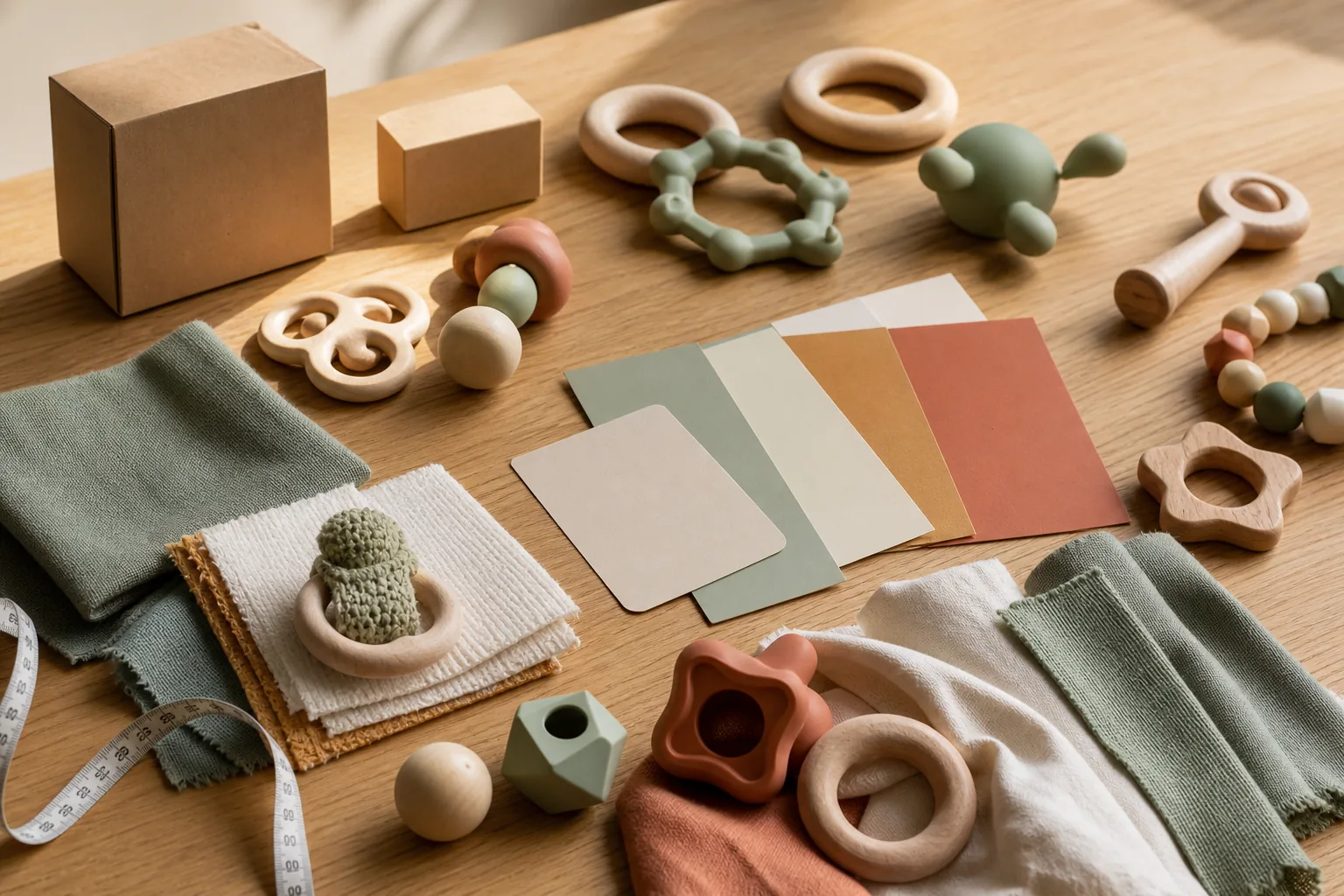Baby toy material and packaging sample board