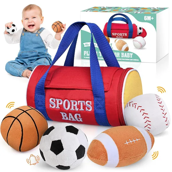 Baby Sports Bag Stuffed Plush Play Set, Baby Gift Toys for T