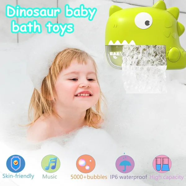 UNRESOLVED-1600198098063 Baby Bath Toys Musical Bubble Machine Dinosaur Toys for Kids