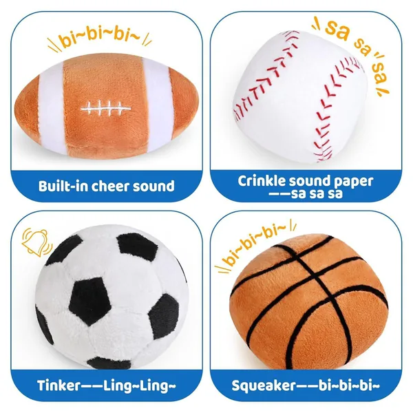 Baby Sports Bag Stuffed Plush Play Set, Baby Gift Toys for T