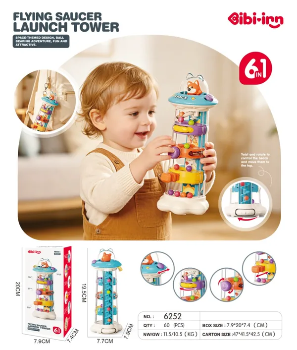 UFO Flying Disc Launch Tower Challenge Toy