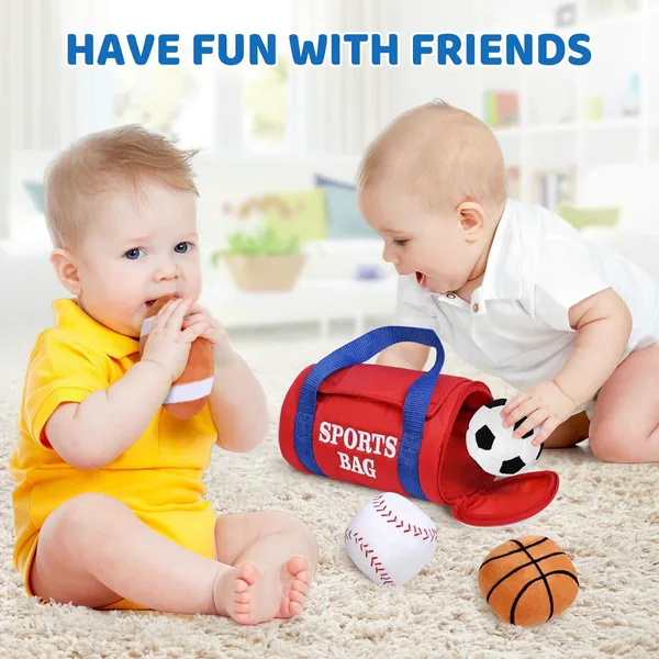 Baby Sports Bag Stuffed Plush Play Set, Baby Gift Toys for T