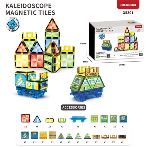 (GCC) Kaleidoscope Diamond-Patterned Color Window Magnetic Tiles wholesale baby toy